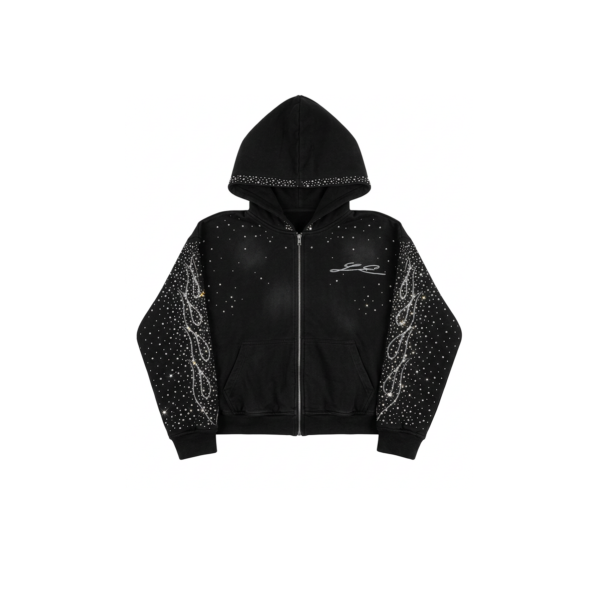Flame zip up black